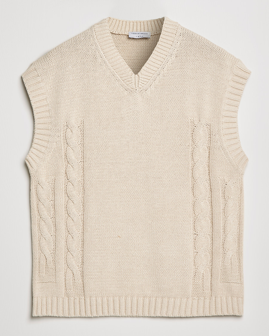 Herren | Pullover | Tiger of Sweden | Bazyly Knitted Vest Cream Snow