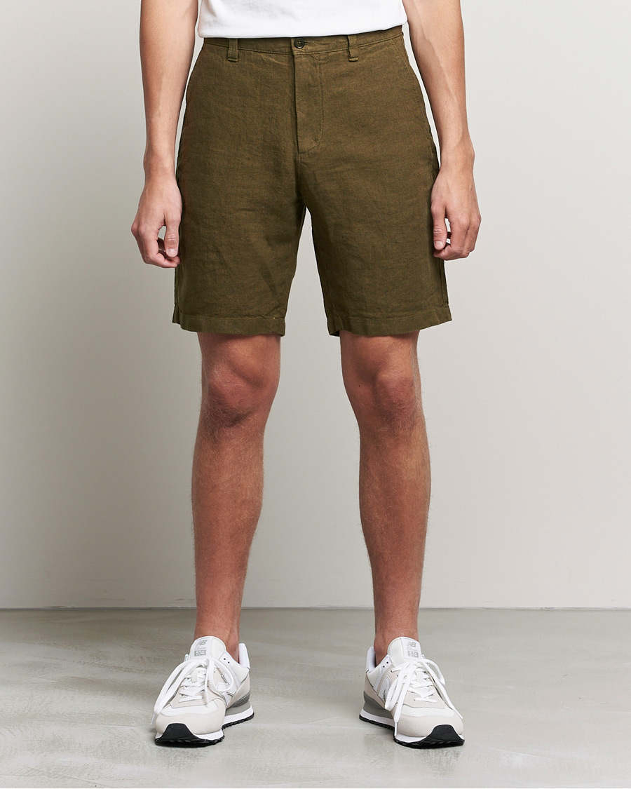 Herren | Shorts | NN07 | Crown Linen Shorts Dark Olive