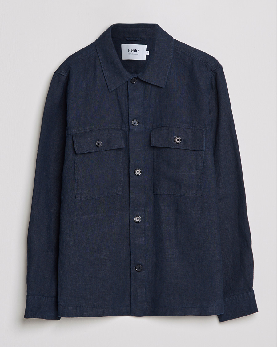 Herren | Hemden | NN07 | Wilas Linen Overshirt Navy