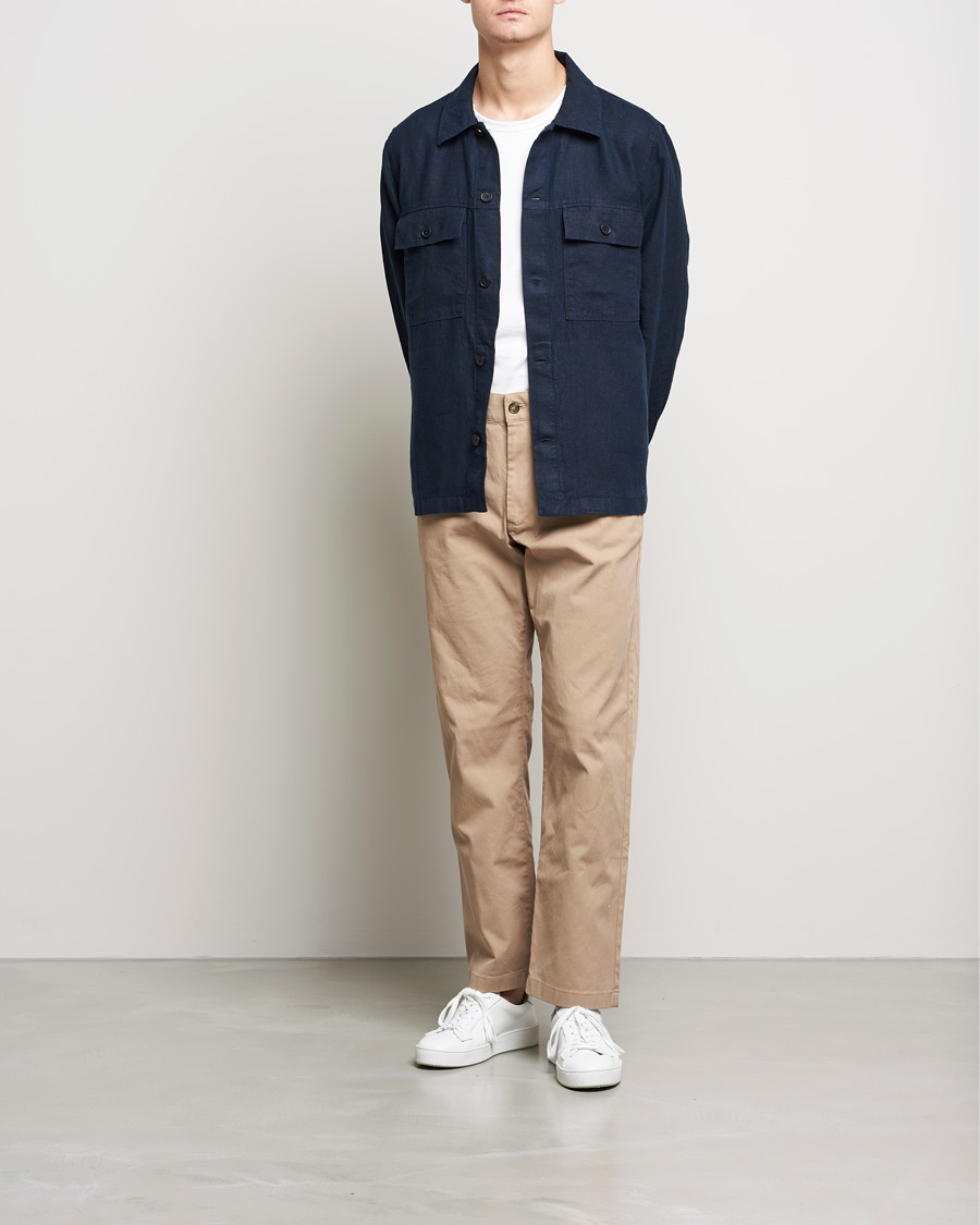 Herren | Hemden | NN07 | Wilas Linen Overshirt Navy