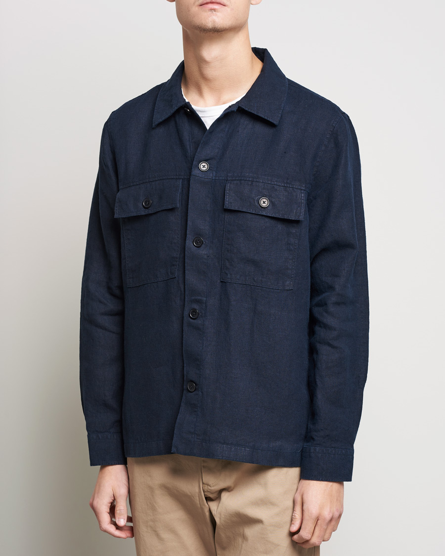 Herren | Hemden | NN07 | Wilas Linen Overshirt Navy