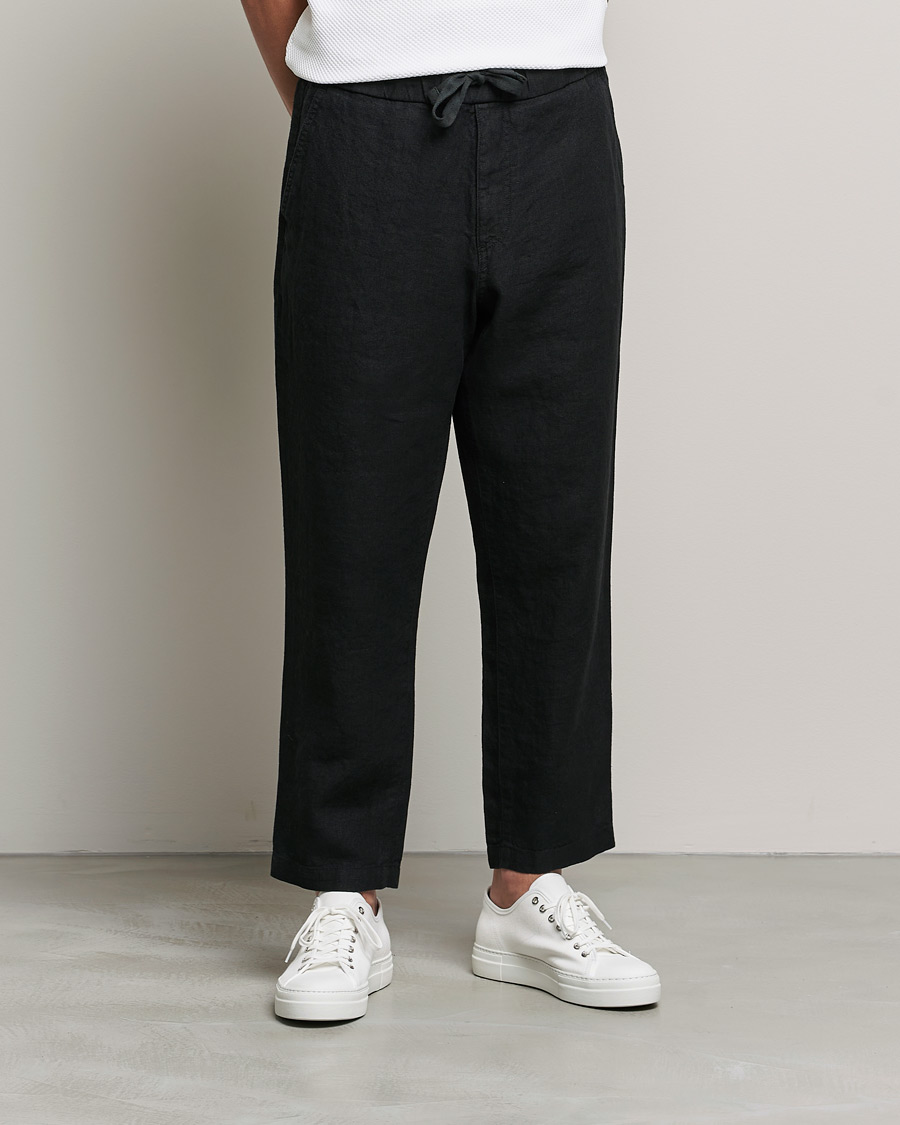 Herren | Hosen | NN07 | Keith Drawstring Linen Trousers Black