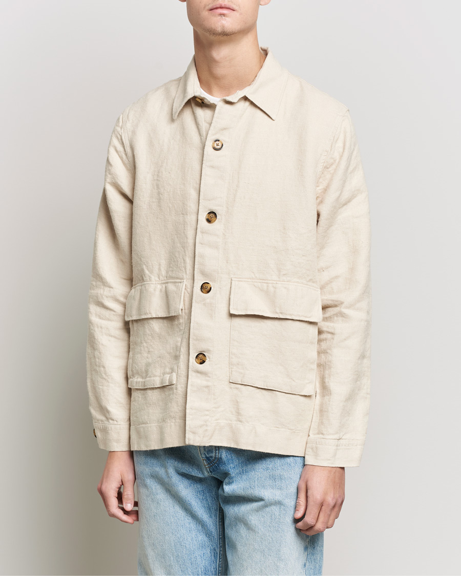 Herren | Hemden | NN07 | Cedric Heavy Linen Shirt Jacket Ecru