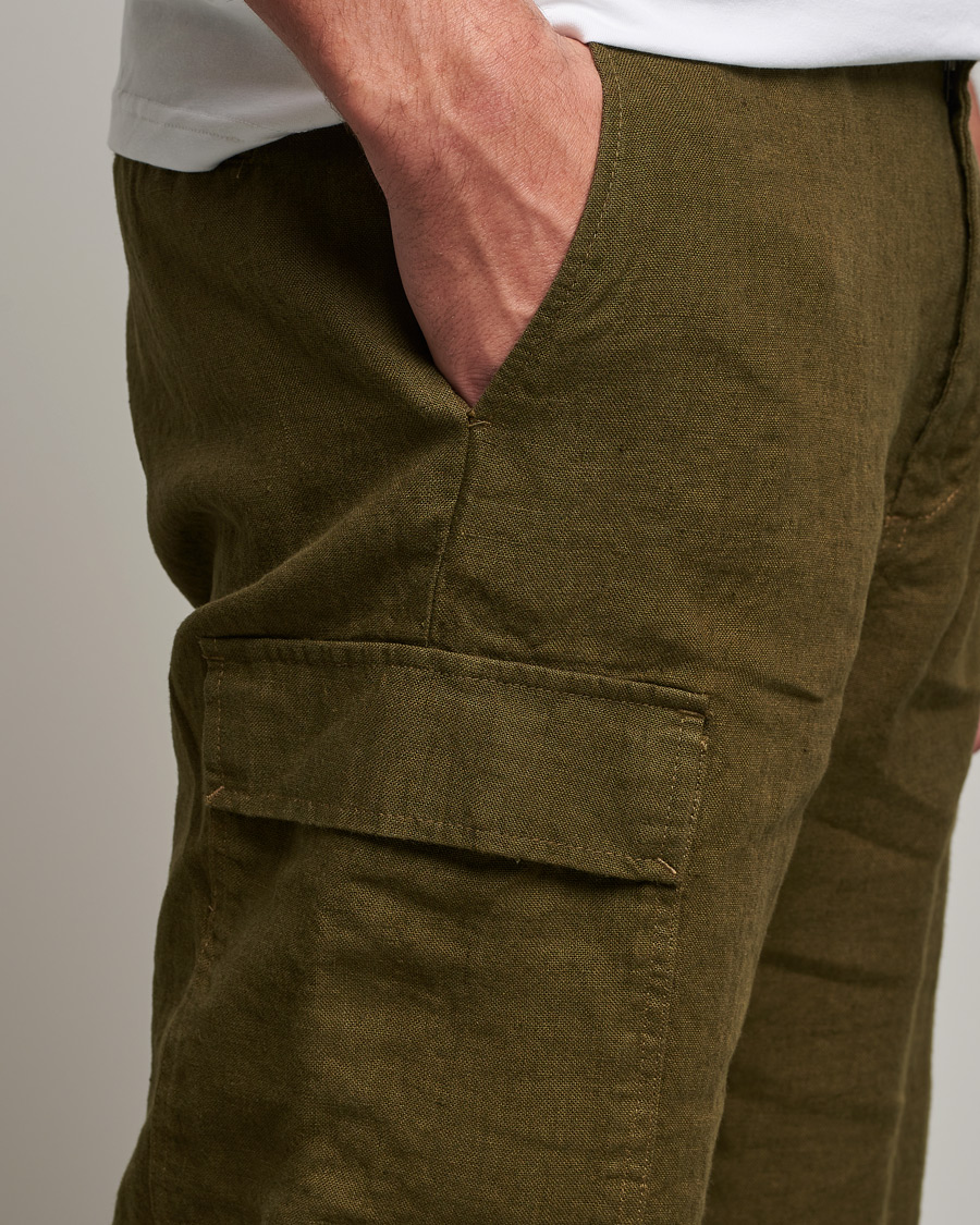Herren | Shorts | NN07 | Arnie Cargo Linen Shorts Dark Olive