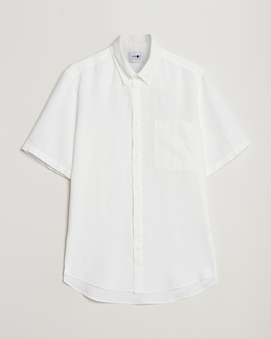Herren | Hemden | NN07 | Arne Linen Short Sleeve Shirt White