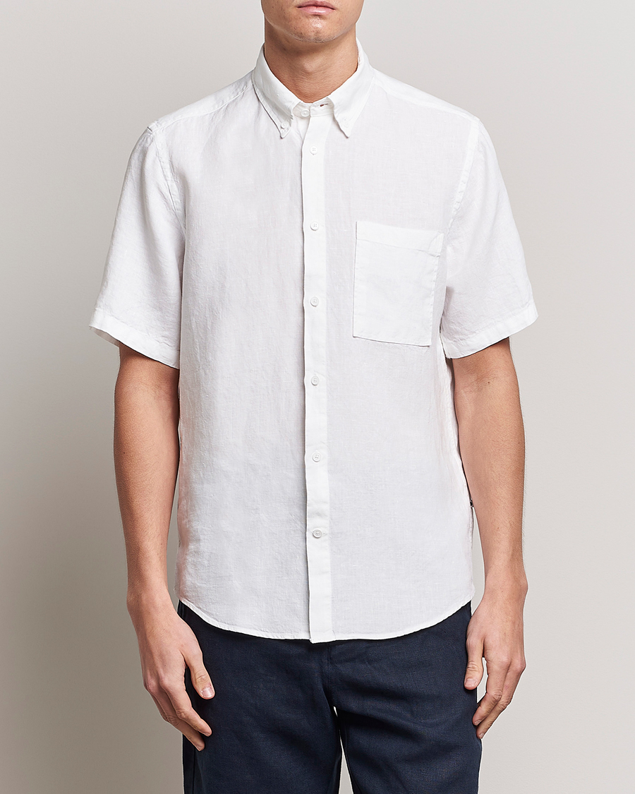 Herren | Kurzarmhemden | NN07 | Arne Linen Short Sleeve Shirt White