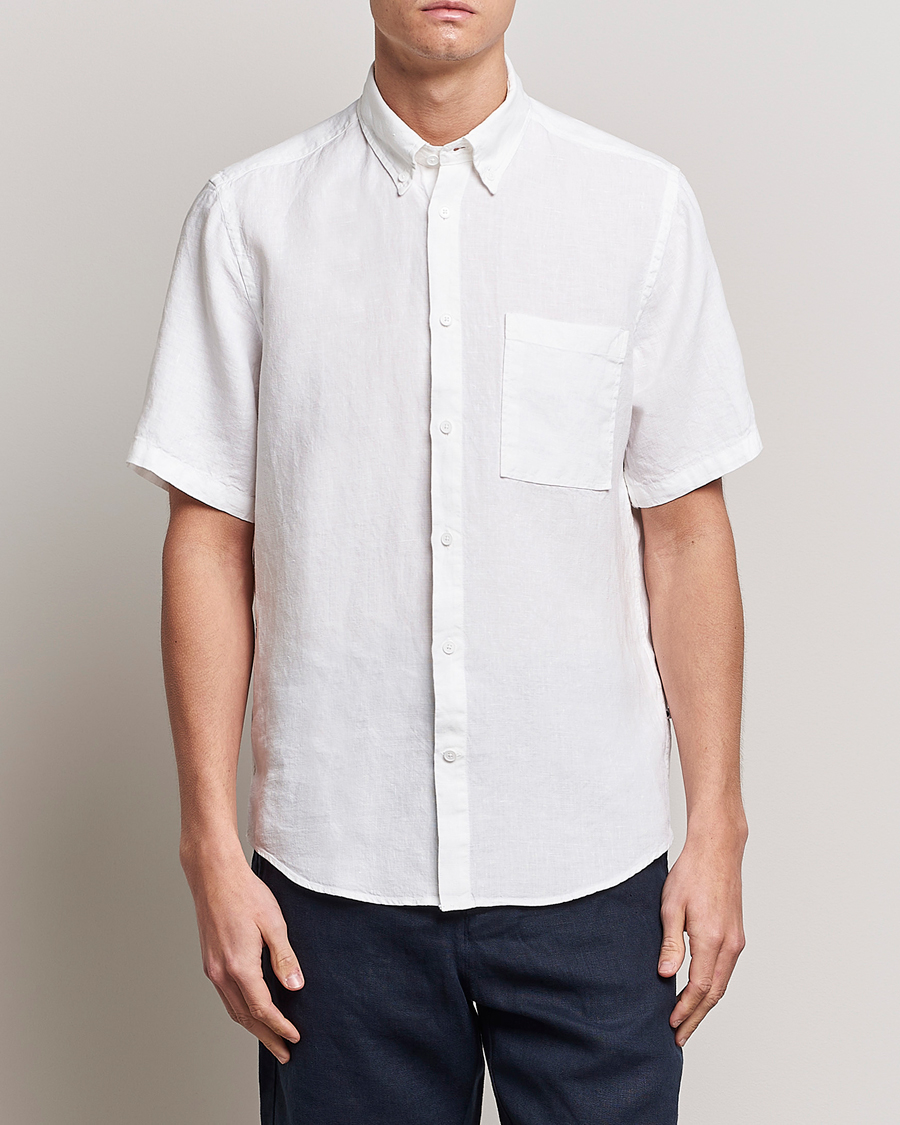 Herren | Hemden | NN07 | Arne Linen Short Sleeve Shirt White