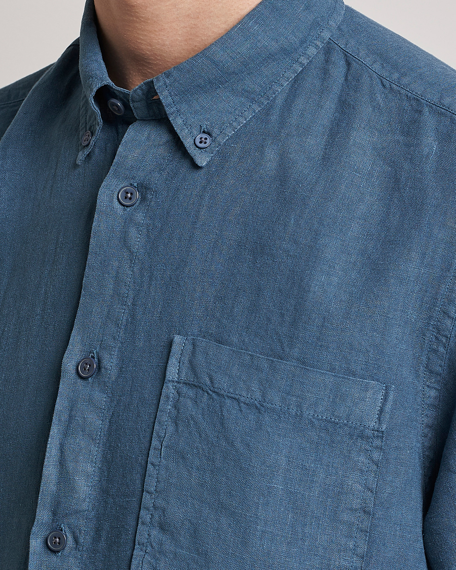 Herren | Hemden | NN07 | Arne Linen Short Sleeve Shirt Dust Blue