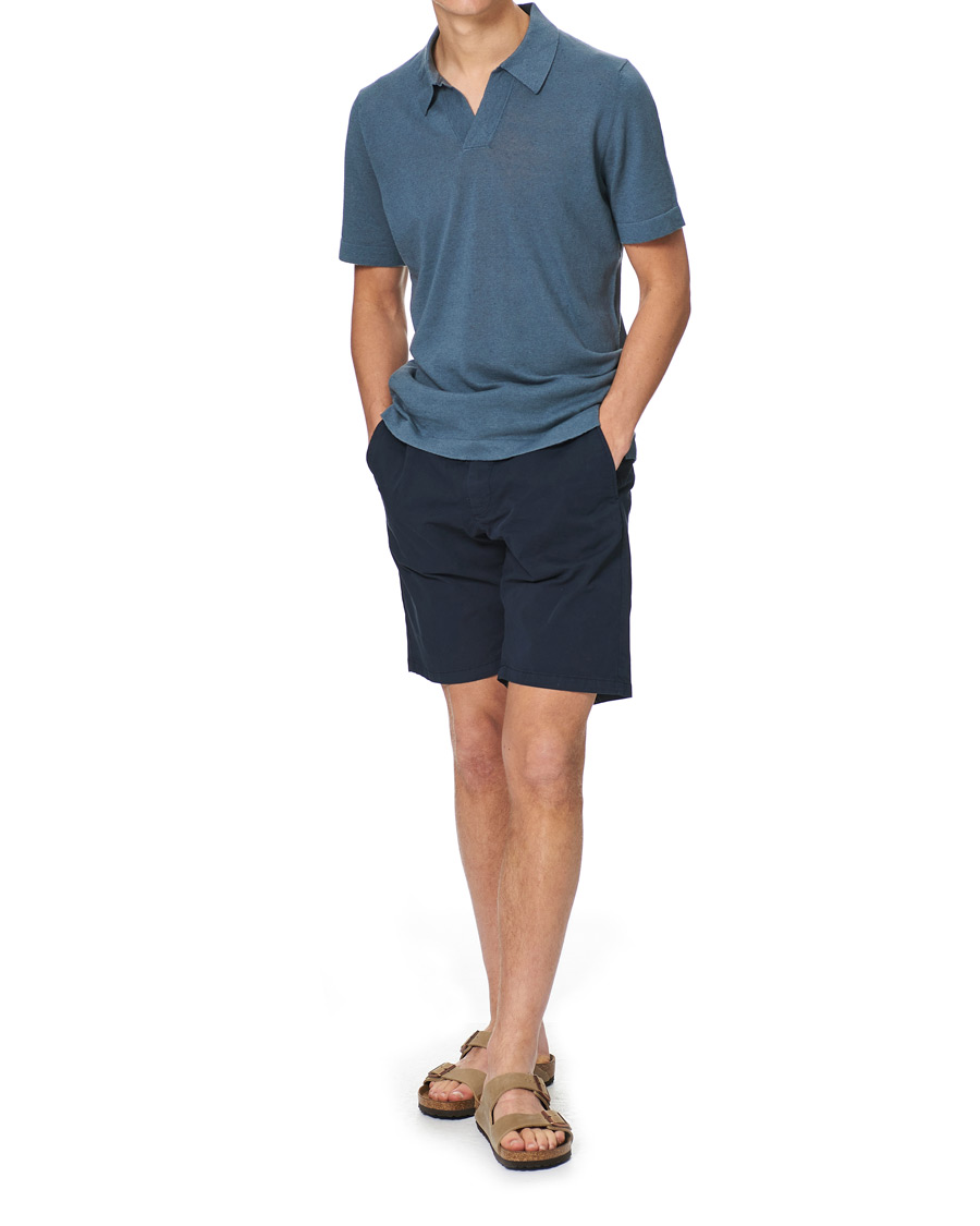 Herren | Poloshirts | NN07 | Ryan Cotton/Linen Polo Dust Blue