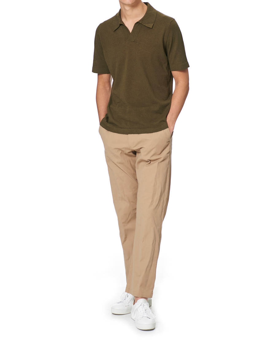 Herren | Poloshirts | NN07 | Ryan Cotton/Linen Polo Dark Olive
