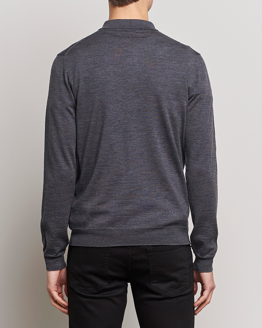 Herren | Pullover | J.Lindeberg | Noel Light Merino Polo Shirt Dark Grey Melange