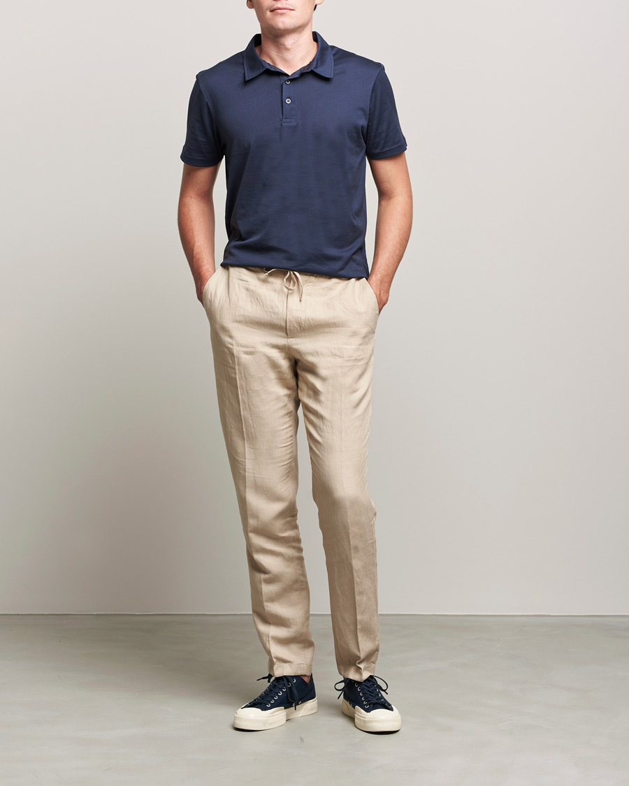 Herren | Hosen | J.Lindeberg | Sasha Drape Linen Drawstring Trousers Safari Beige