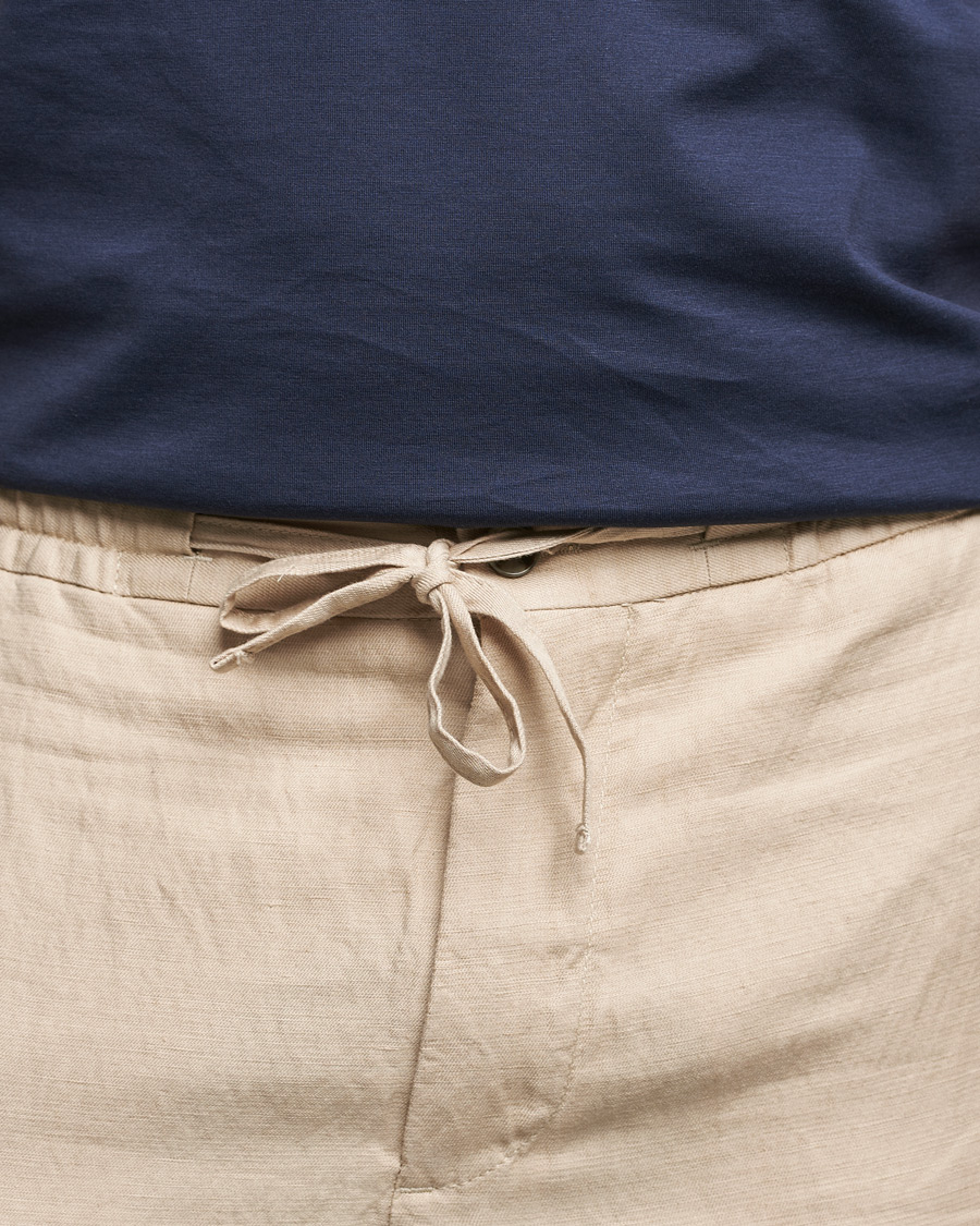 Herren | Hosen | J.Lindeberg | Sasha Drape Linen Drawstring Trousers Safari Beige