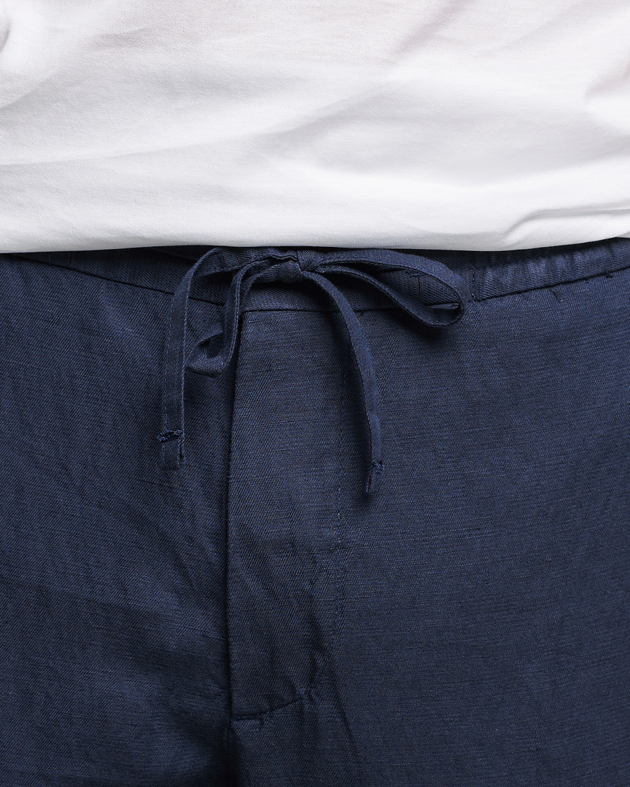 Herren | Hosen | J.Lindeberg | Sasha Drape Linen Drawstring Trousers Navy