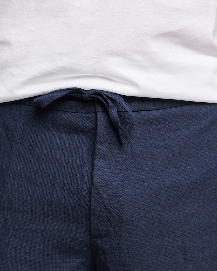 Herren | Shorts | J.Lindeberg | Sasha Drape Linen Drawstring Shorts Navy