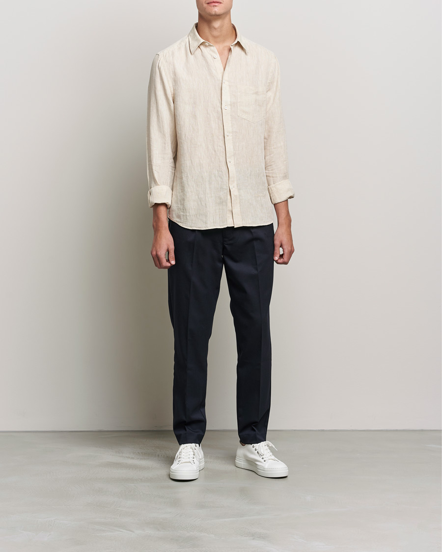 Herren | Hemden | J.Lindeberg | Linen Melange Slim Shirt Safari Beige