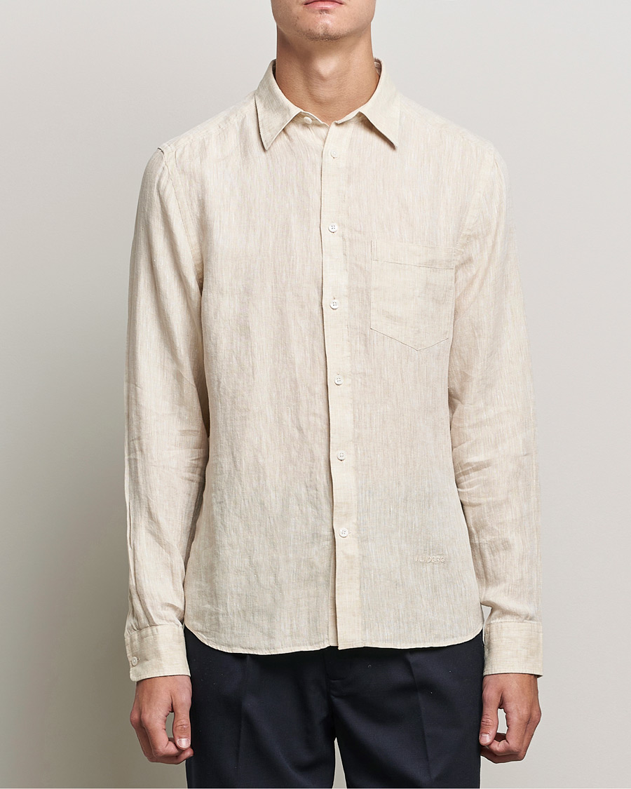 Herren | Hemden | J.Lindeberg | Linen Melange Slim Shirt Safari Beige