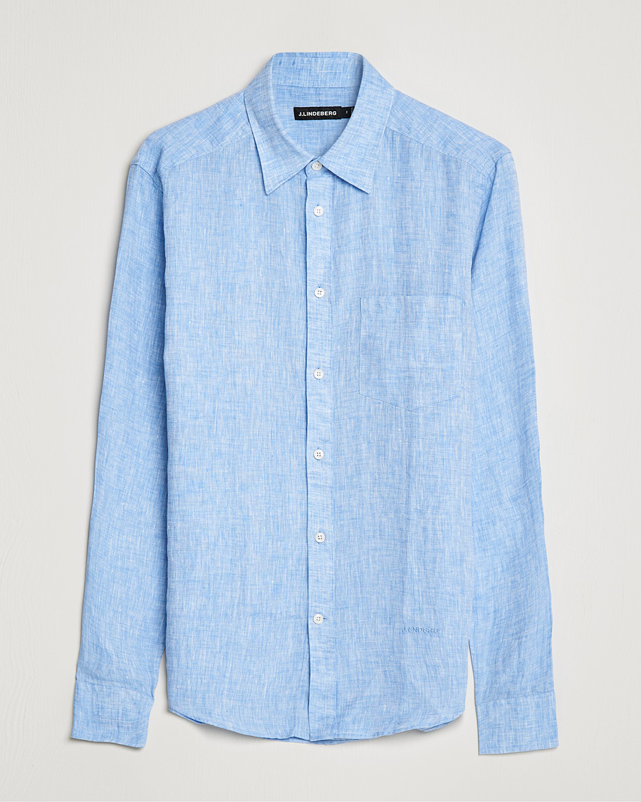 Herren | Hemden | J.Lindeberg | Linen Melange Slim Shirt Ultramarine