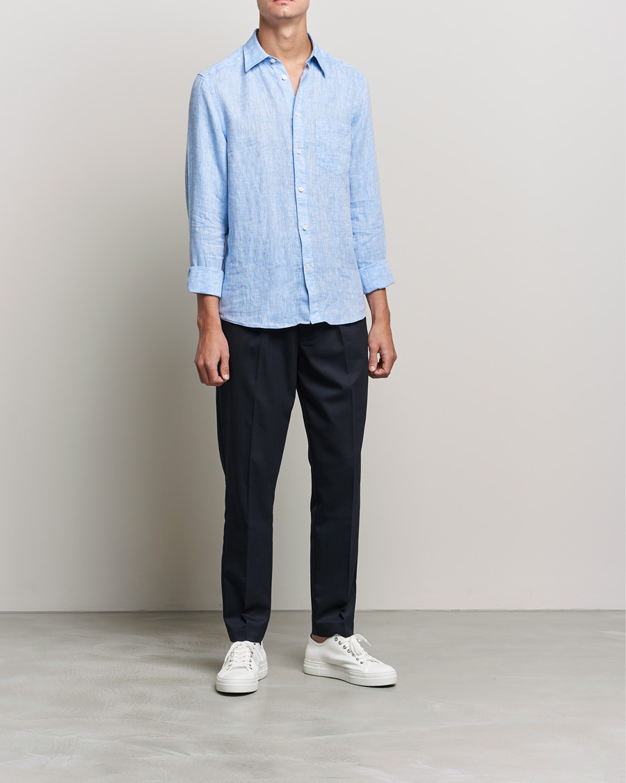 Herren | Hemden | J.Lindeberg | Linen Melange Slim Shirt Ultramarine