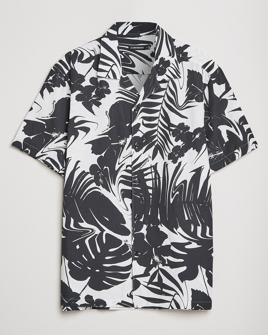 Herren | Hemden | J.Lindeberg | Elio Hibiscus Print Short Sleeve Shirt White/Black