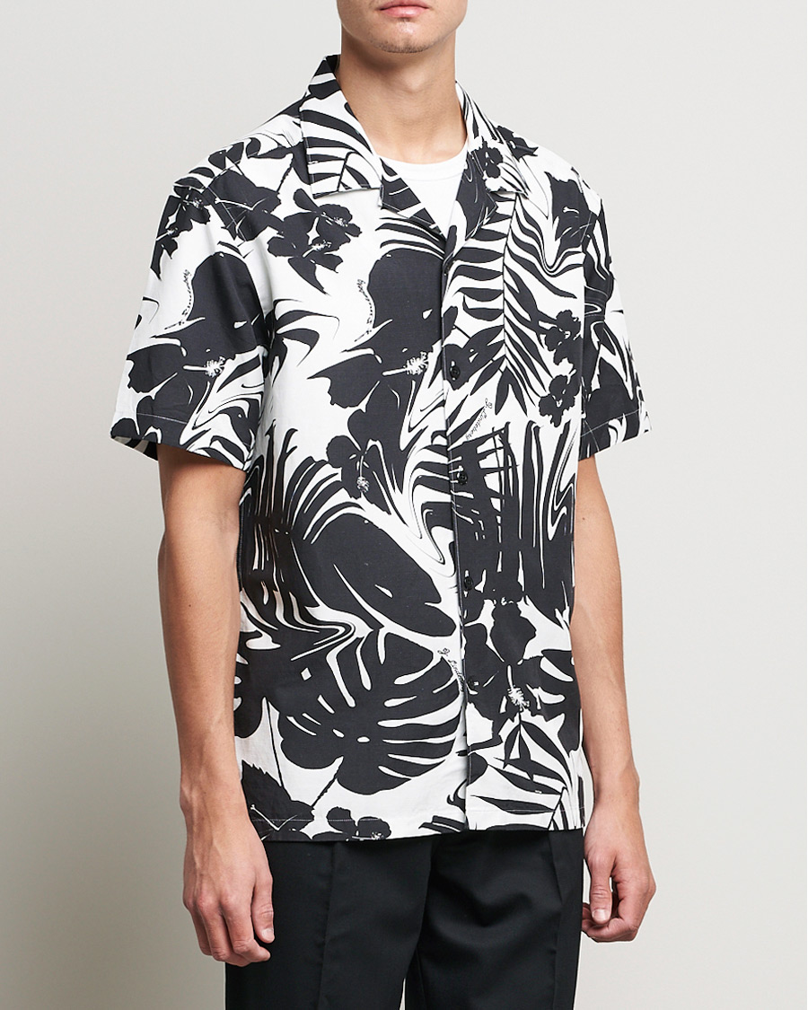 Herren | Hemden | J.Lindeberg | Elio Hibiscus Print Short Sleeve Shirt White/Black