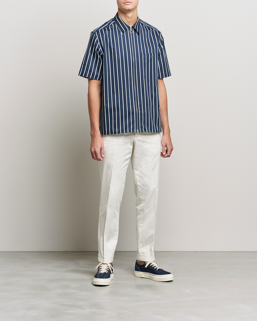 Herren | Hemden | J.Lindeberg | Chainy Short Sleeve Zip Shirt Navy