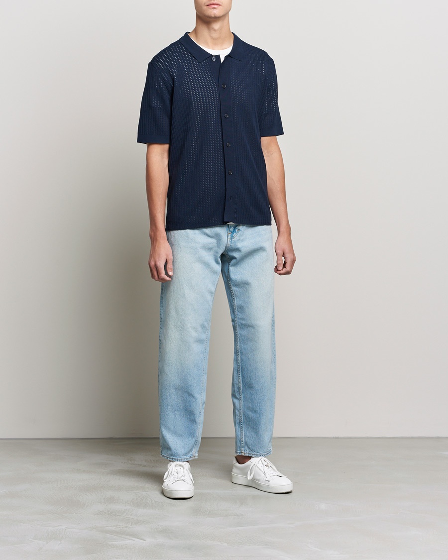 Herren | Hemden | J.Lindeberg | Skyler Rayon Silk Knit Shirt Navy