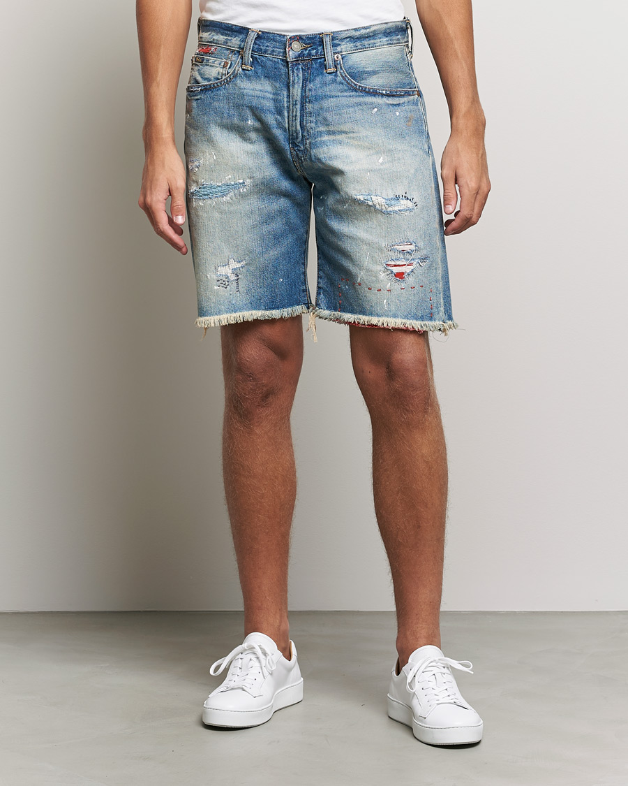 Herren | Shorts | Polo Ralph Lauren | Shredded Denim Shorts Blue