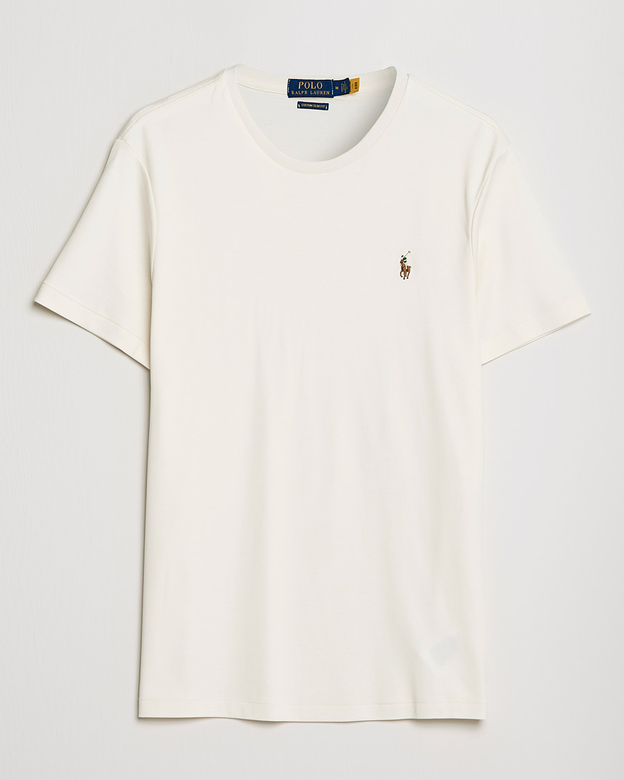 Herren | T-Shirts | Polo Ralph Lauren | Luxury Pima Cotton Crew Neck T-Shirt Clubhouse Cream
