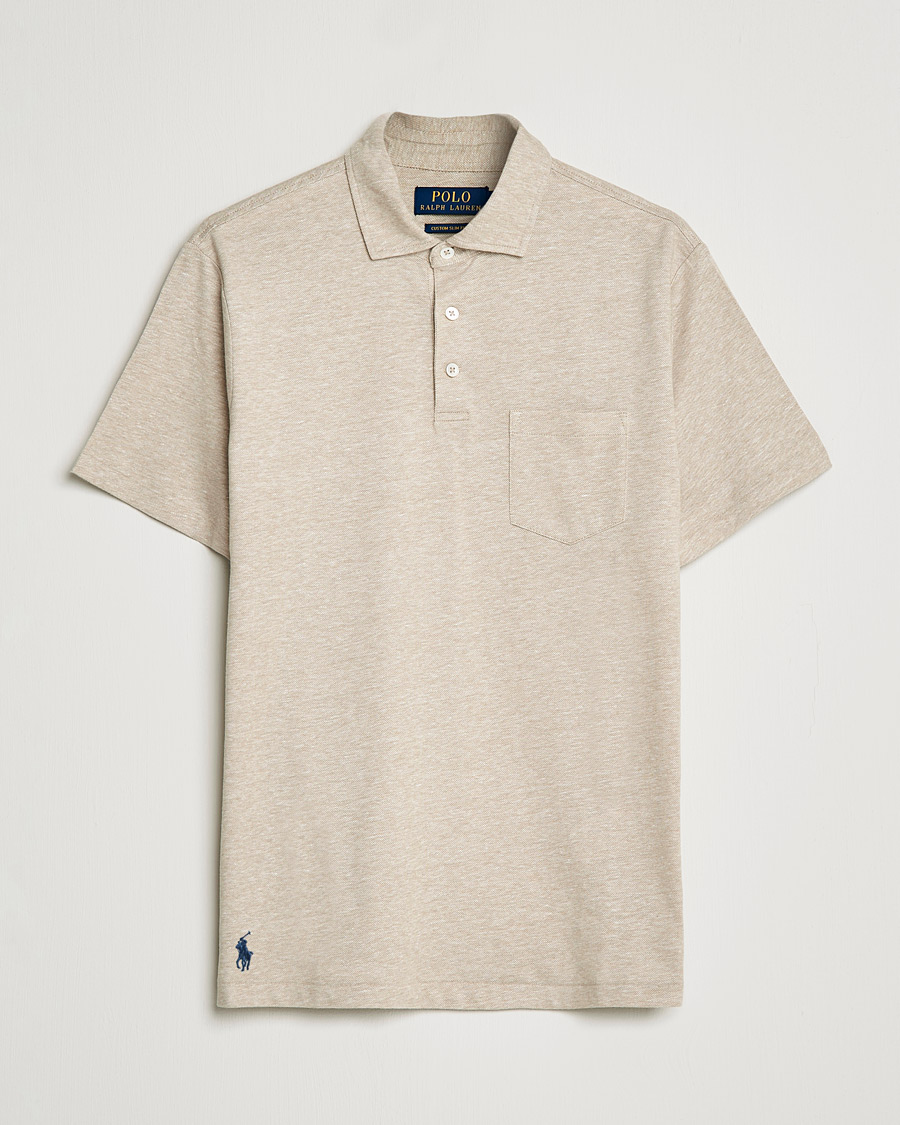 Herren | Poloshirts | Polo Ralph Lauren | Custom Slim Fit Cotton/Linen Polo Tan Heather