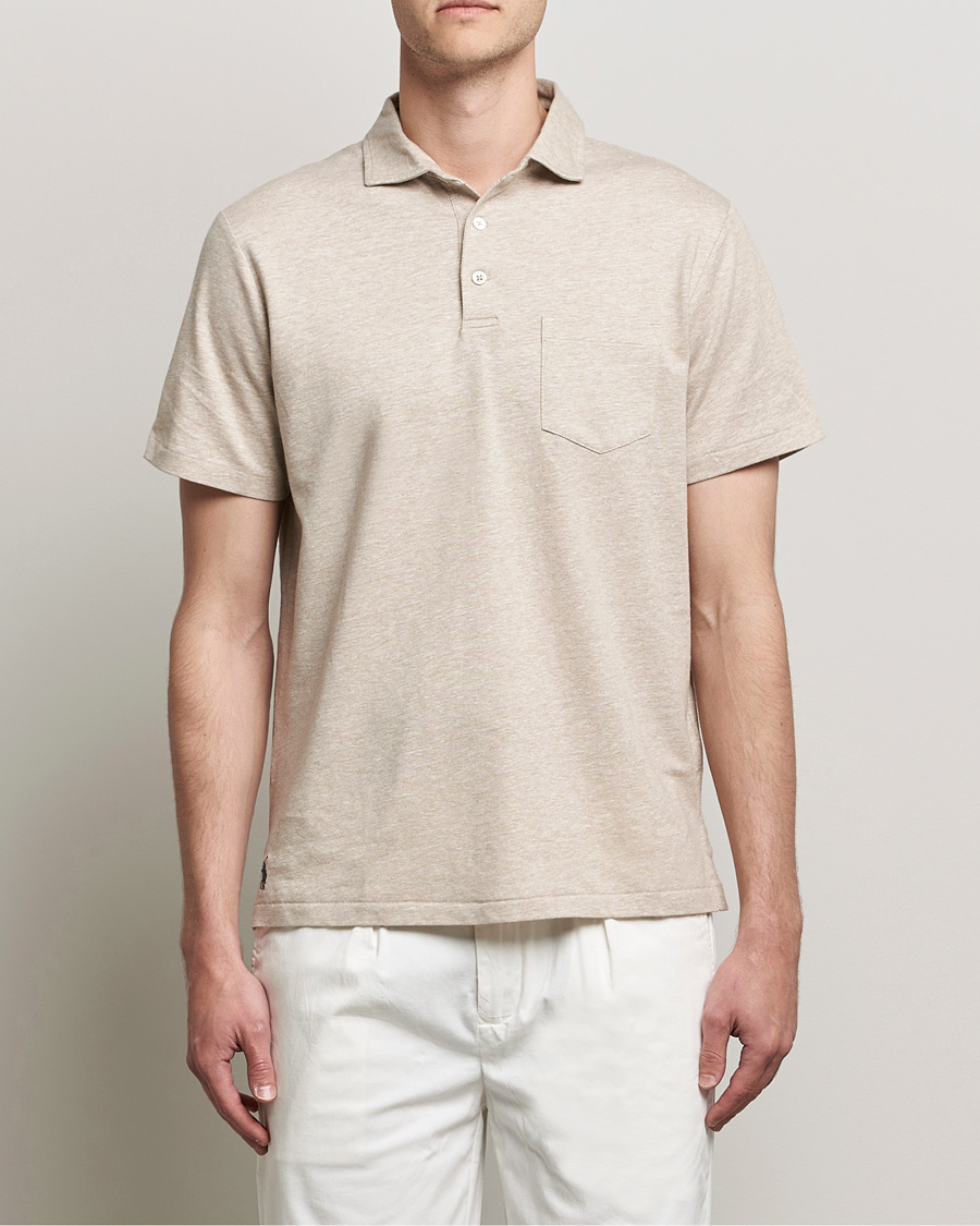Herren | Poloshirts | Polo Ralph Lauren | Custom Slim Fit Cotton/Linen Polo Tan Heather