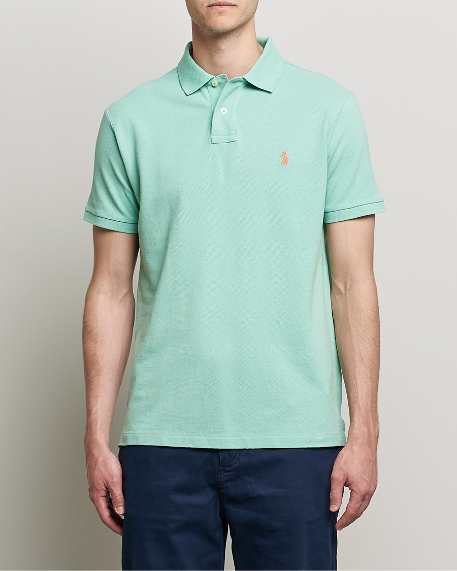Herren | Poloshirt | Polo Ralph Lauren | Custom Slim Fit Polo Celadon Green