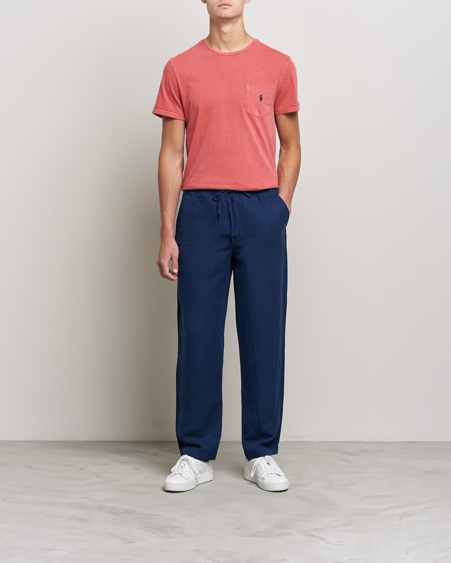 Herren | Hosen | Polo Ralph Lauren | Linen/Silk Drawstring Trousers Newport Navy