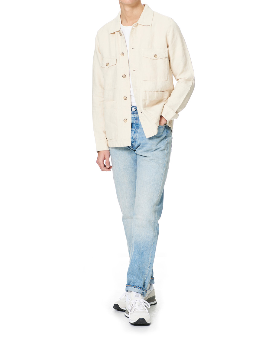Herren | The Linen Lifestyle | A Day's March | Heavy Linen Patch Pocket Overshirt Oyster