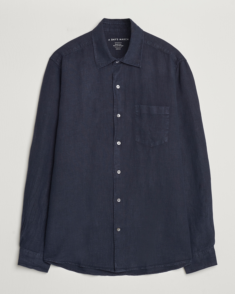 Herren |  | A Day's March | Abu Linen Shirt Navy