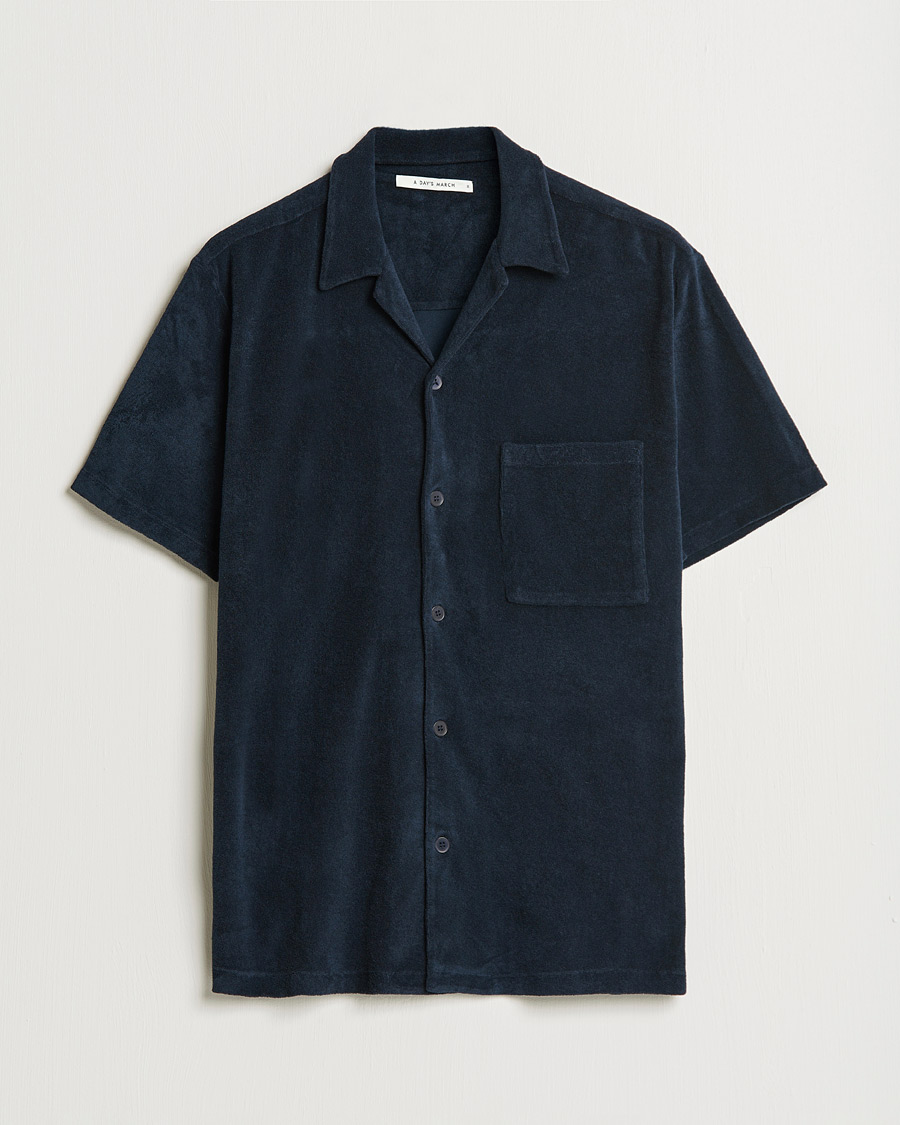 Herren | Hemden | A Day's March | Yamu Short Sleeve Terry Shirt Navy