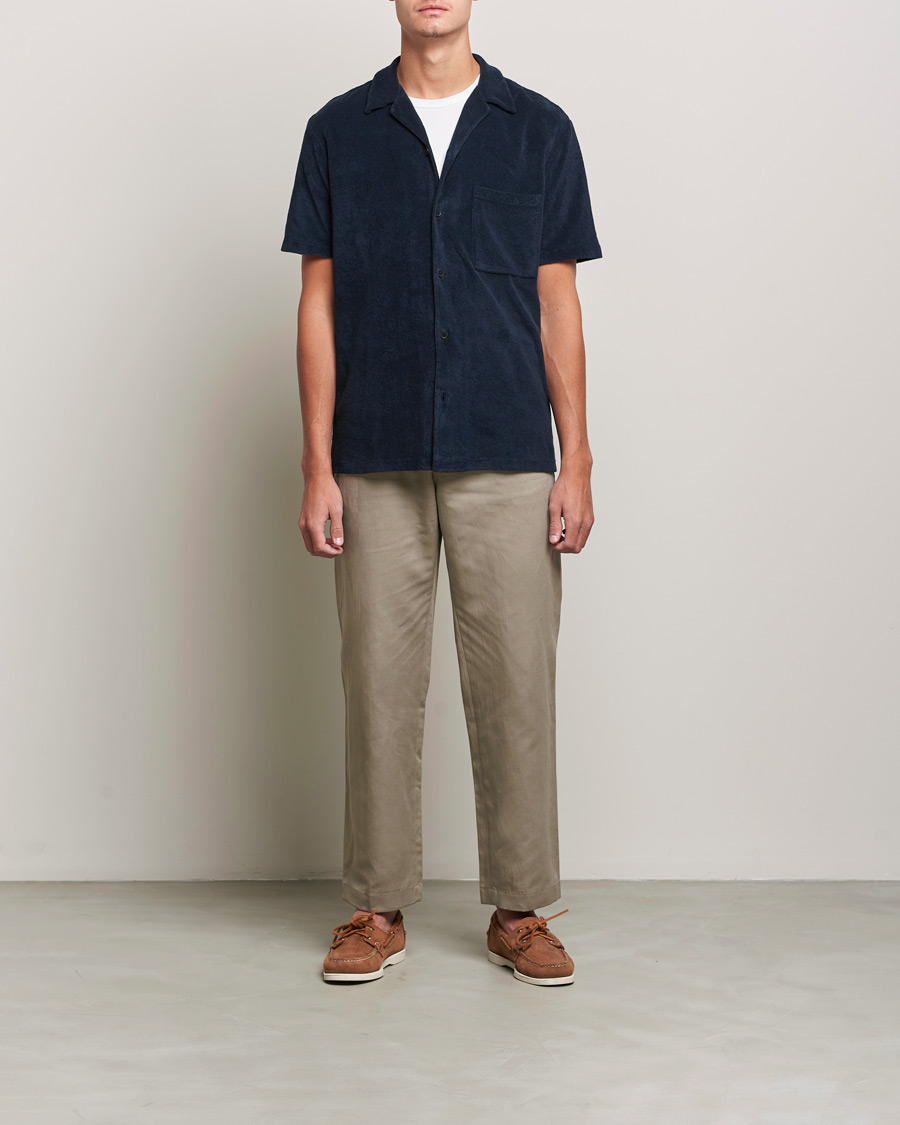 Herren | Hemden | A Day's March | Yamu Short Sleeve Terry Shirt Navy