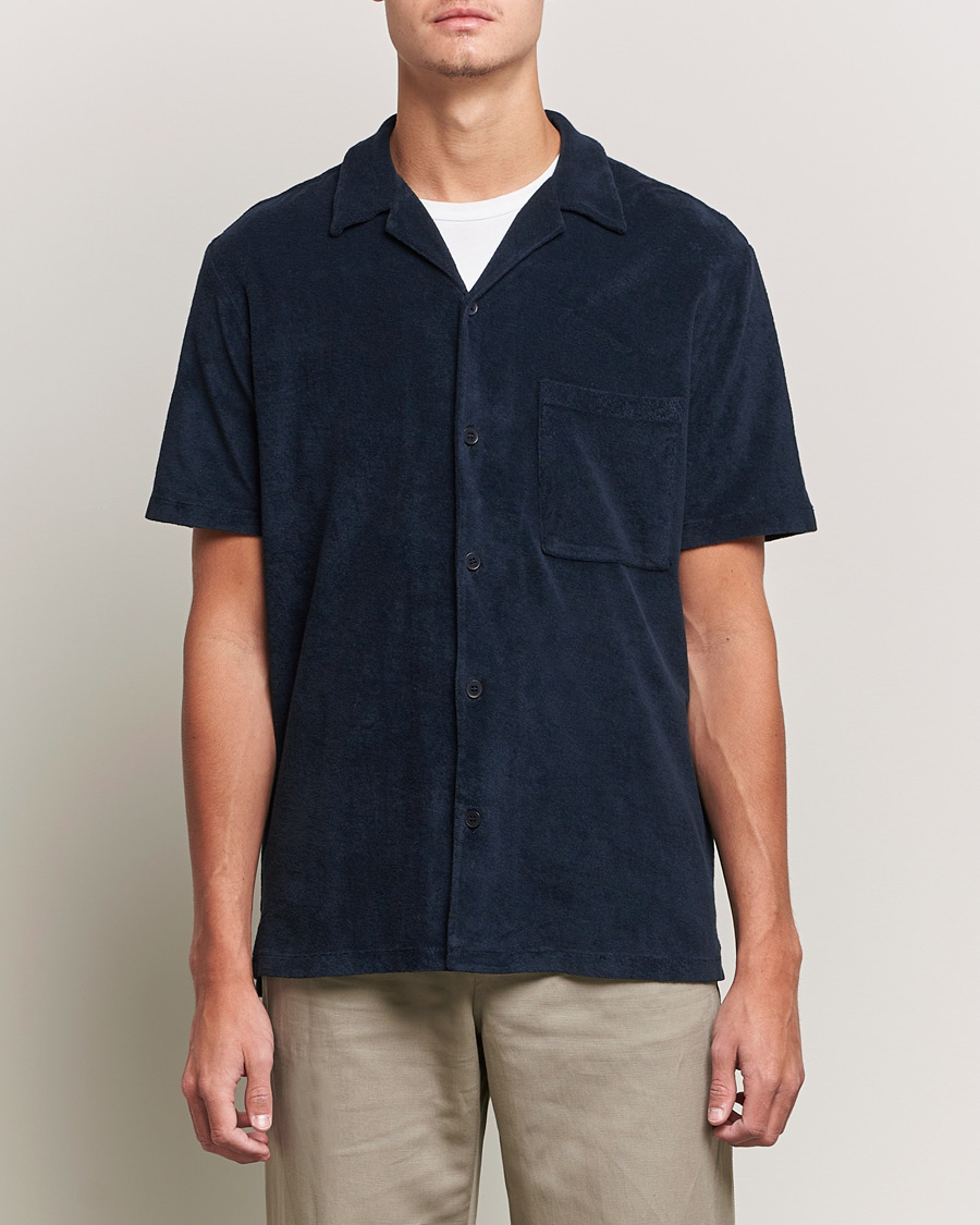 Herren | Hemden | A Day's March | Yamu Short Sleeve Terry Shirt Navy