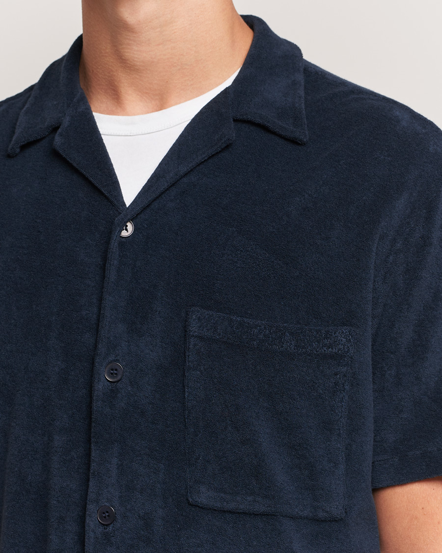 Herren | Hemden | A Day's March | Yamu Short Sleeve Terry Shirt Navy