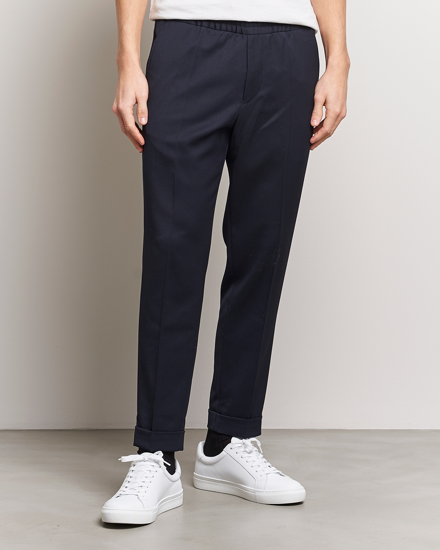 Herren | Hosen | Filippa K | Terry Gabardine Cropped Turn Up Trousers Navy