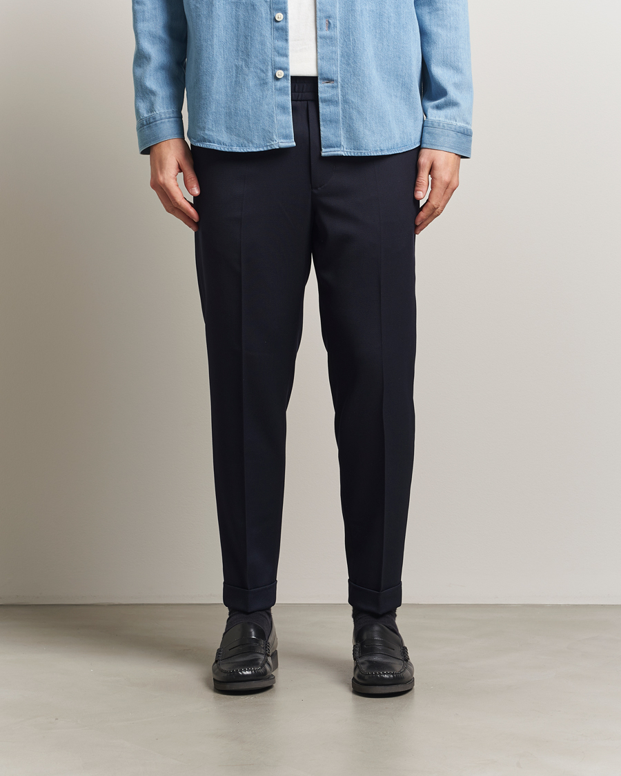 Herren | Hosen | Filippa K | Terry Gabardine Cropped Turn Up Trousers Navy