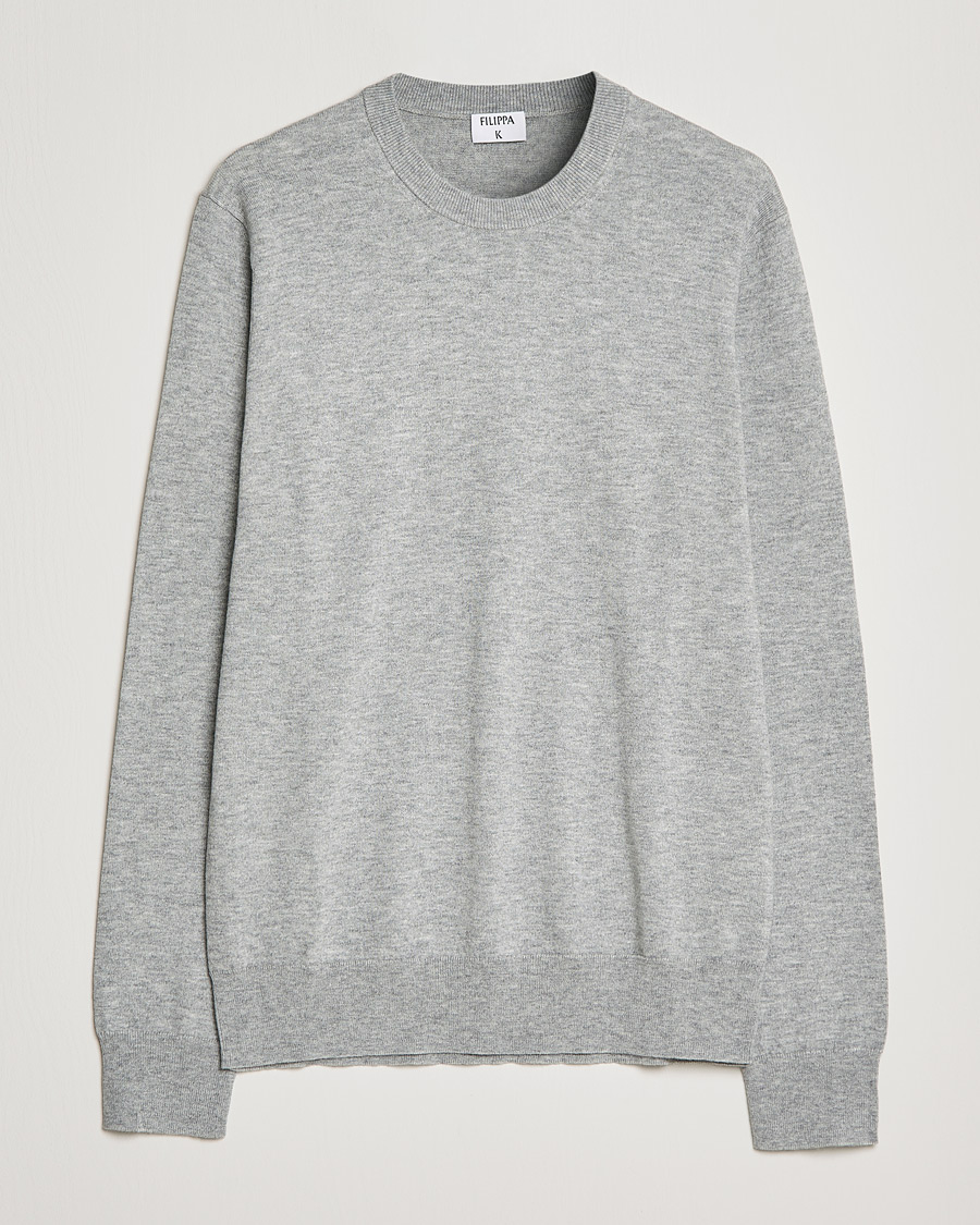 Herren | Pullover | Filippa K | Cotton Merino Basic Sweater Light Grey Melange