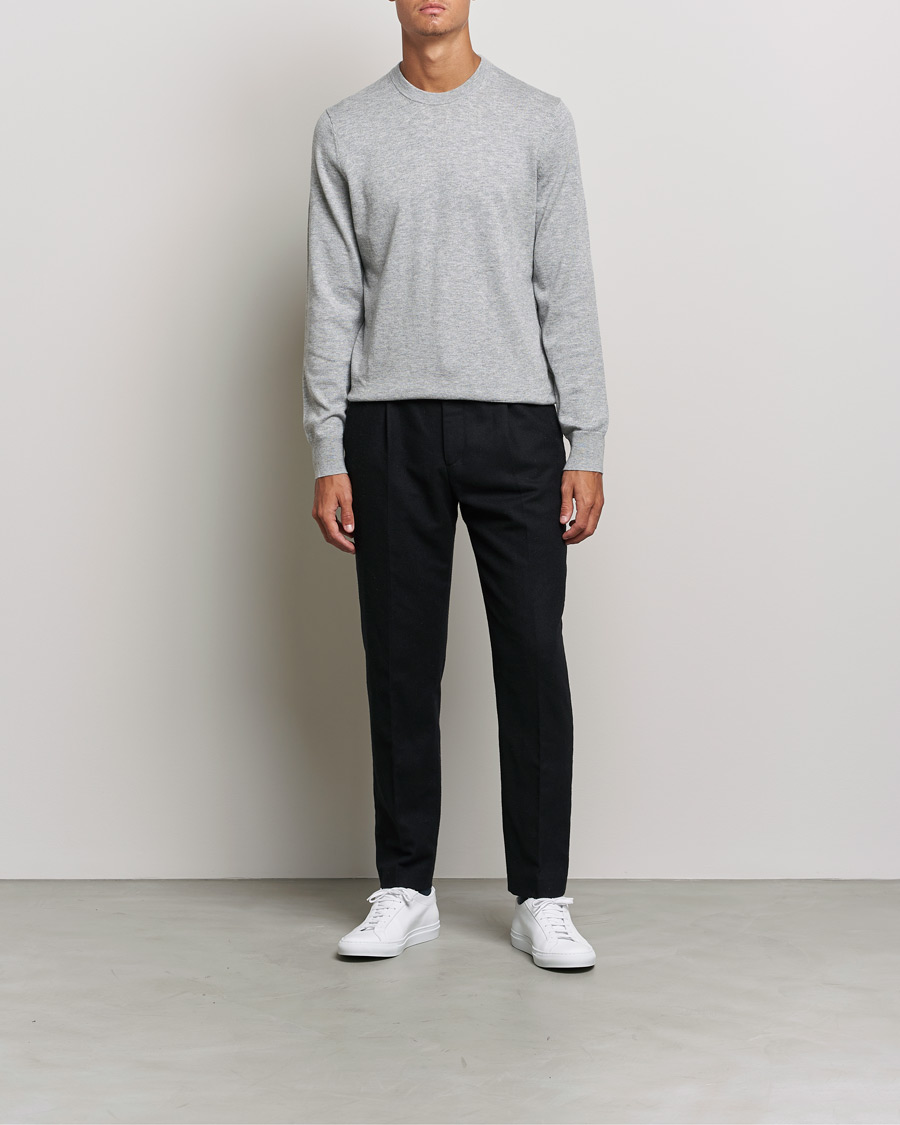 Herren | Rundausschnitt | Filippa K | Cotton Merino Basic Sweater Light Grey Melange