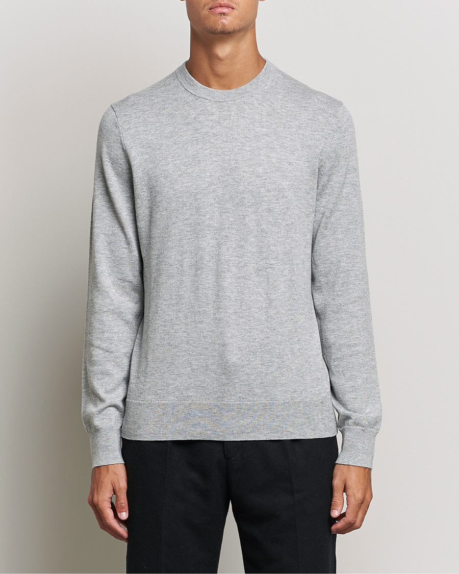 Herren | Pullover | Filippa K | Cotton Merino Basic Sweater Light Grey Melange