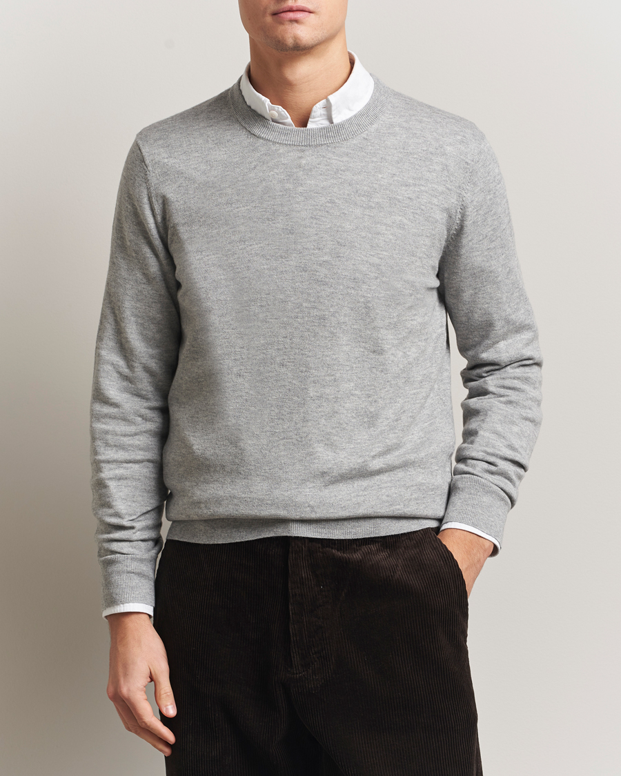 Herren | Pullover | Filippa K | Cotton Merino Basic Sweater Light Grey Melange