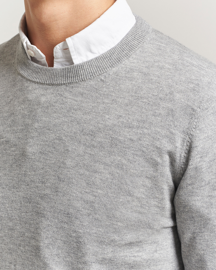 Herren | Pullover | Filippa K | Cotton Merino Basic Sweater Light Grey Melange