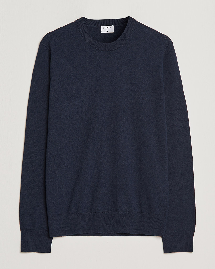 Herren | Pullover | Filippa K | Cotton Merino Basic Sweater Navy