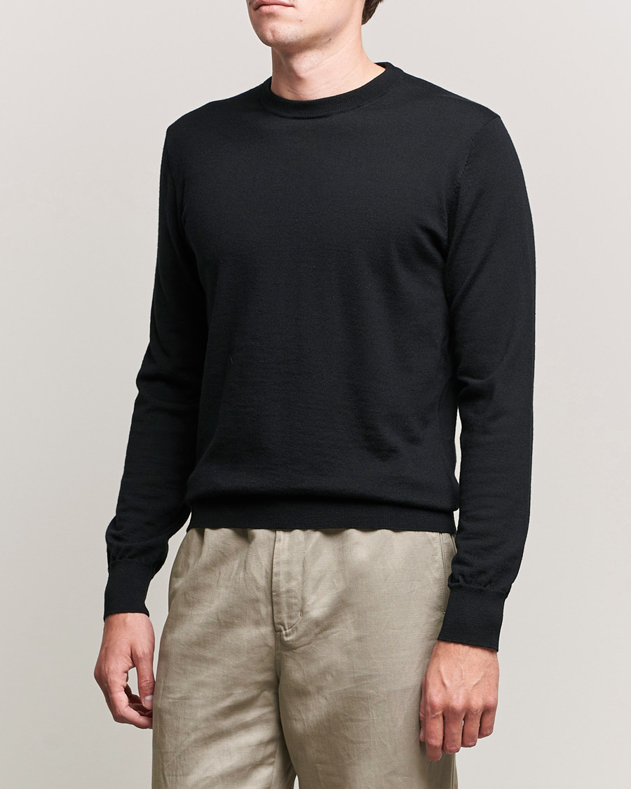 Herren | Rundausschnitt | Filippa K | Merino Round Neck Sweater Black