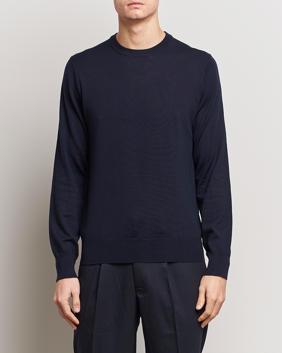 Men | Crew Neck Jumpers | Filippa K | Merino Round Neck Sweater Navy