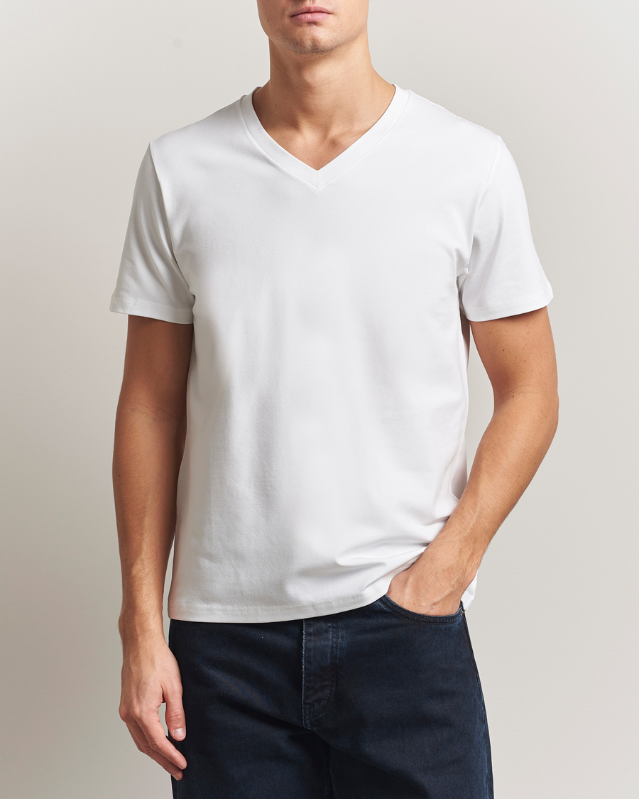 Herren | T-Shirts | Filippa K | Soft Lycra V-Neck Tee White